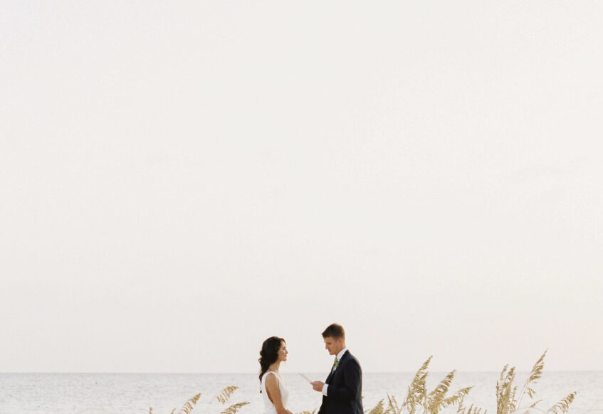 bride and groom on the beach